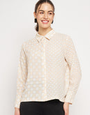 Camla Barelona Chequered Off-White Shirt For Women