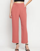 Madame Front Pleated Coral Red Highb Rise Trouser