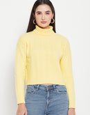 Camla Barcelona Cable Knit Lemon Yellow Turtleneck Sweater