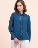 Camla Barcelona Embellished Marinetal Teal Regular Shirt
