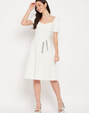 Camla Barcelona White Sweetheart  Neckline Embellished Dress