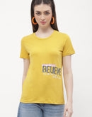 Madame Typography Mustard Yellow Regular T-shirt
