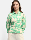 Madame Floral Print Green Regular shirt