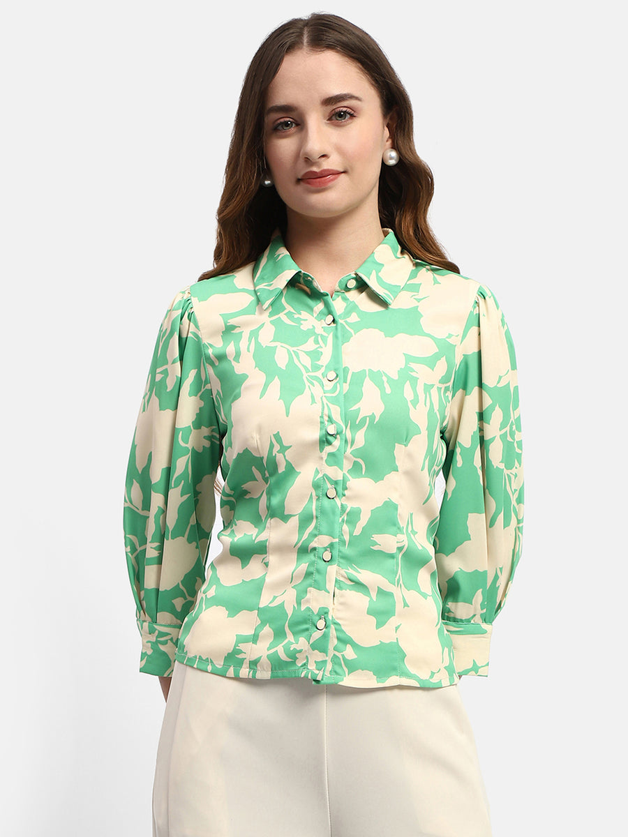 Madame Floral Print Green Regular shirt