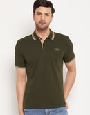 Camla Barcelona Men’S Olive Polo Neck T-Shirt