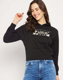Camla Barcelona Graphic Print Black Hooded Sweatshirt