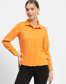 Madame Solid Orange Regular Shirt