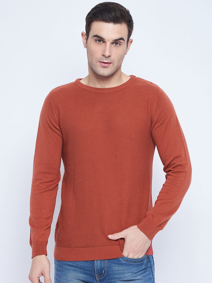 Camla Barcelona Crew Neck Blush Orange Sweater for Men