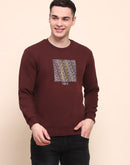 Camla Barcelona Graphic Print Wine Red Cotton Sweatshirt
