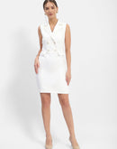 Madame Lapel Collar White Blazer Dress