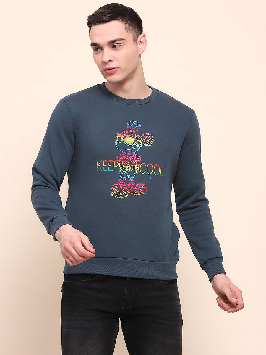 Camla Barcelona Disney Printed Teal Cotton Sweatshirt