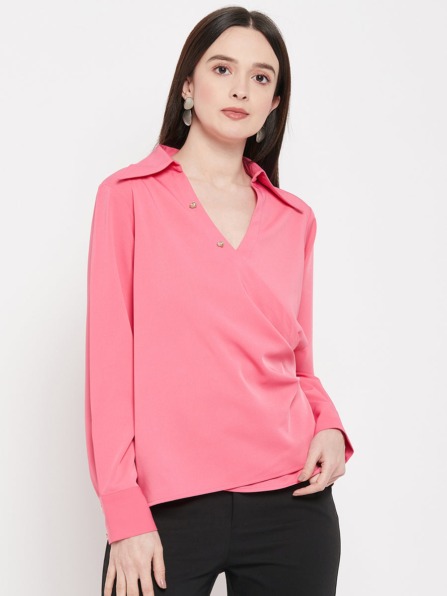 Camla Frenchrosepink V- Neck Top For Women