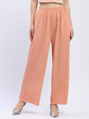 Buy MADAME Pink Flared Fit Mid Rise Trousers for Women Online @ Tata CLiQ