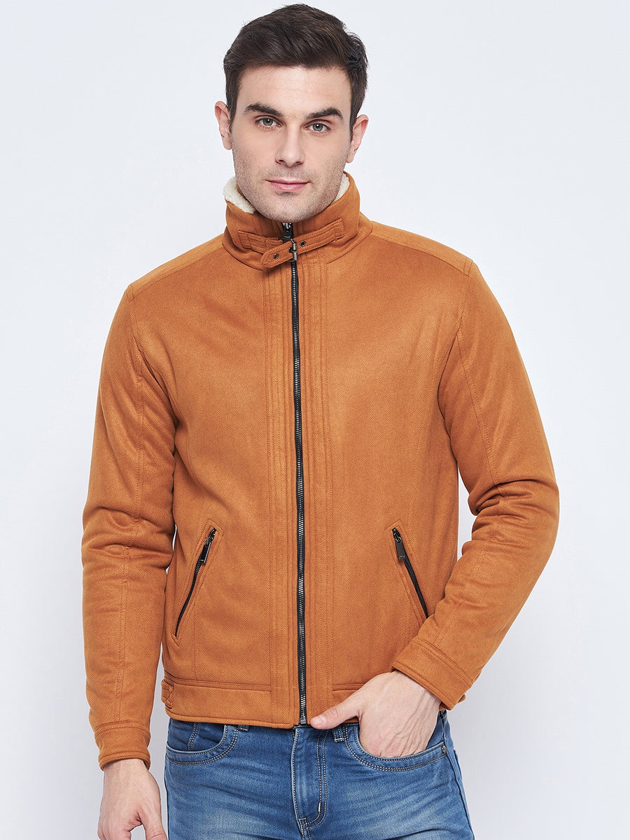 Camla Barcelona Stand Collar Tan Sherpa Jacket