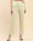 Camla Barcelona Solid Mint Green Straight Fit Trouser