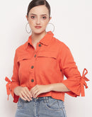 Madame Orange Cotton Bow Tie Frill Shrug