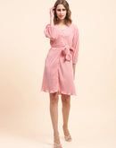 Camla Barcelona Tie-Waistband Dusty Pink Dress With Lettuce Hem