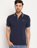 Camla Barcelona Solid Navy Blue T-Shirt