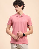 Camla Barcelona Solid Dusty Pink Polo Neck T-Shirt