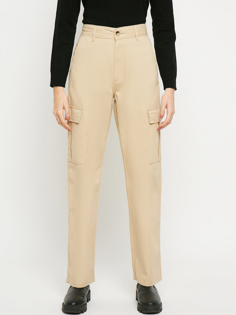 ZANA DI Pants Womens 20 Natural Beige Cotton-Blend Cargo Button-Fly | eBay