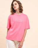 Camla Barcelona Typography Pink T-shirt