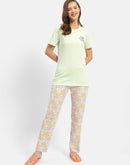 Msecret Abstract Print Lime Green Night Suit