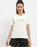 Madame Typography White Crew Neck T-shirt