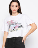 Camla Barcelona White Cotton Printed Tshirt