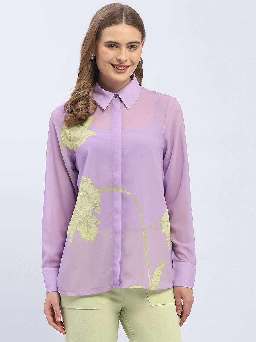Madame Semi Sheer Lilac Floral Shirt