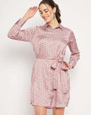 Camla Barcelona Abstract Print Blush Pink Shirt Dress