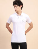 Camla Barcelona Solid White Polo Neck T-Shirt