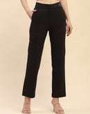 Camla Barcelona Solid Black Straight Fit Trouser