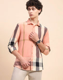 Camla Barcelona Chequered Peach Regular Shirt