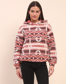 Camla Barcelona Aztec Print Hooded Brown Sweatshirt