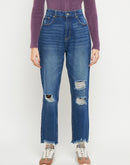 Madame Blue Straight Fit Distressed Jeans