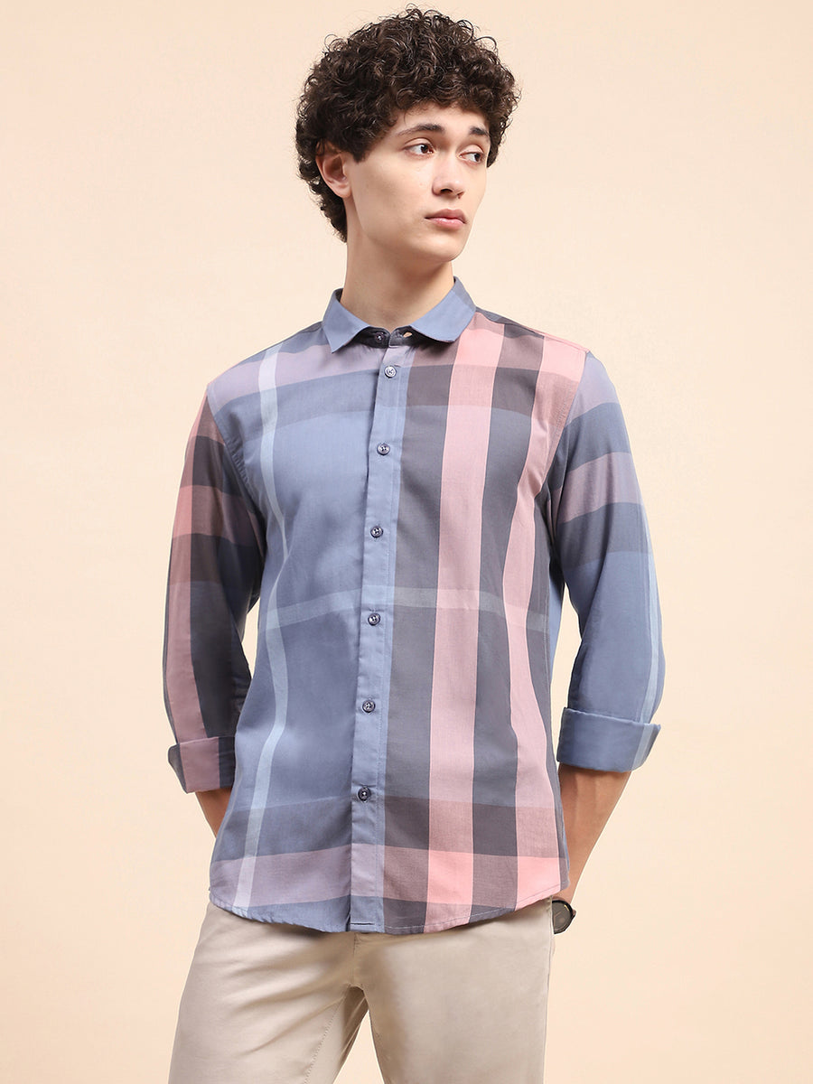 Camla Barcelona Chequered Grey Regular Shirt