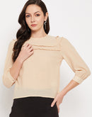 Camla Barcelona Mustard Cuffed  Sleeves Lacework Top