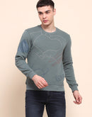 Camla Barcelona Cotton All Over Embroidered Dusty Green Sweatshirt