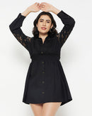 Madame Black Lace Fit-Flare Dress