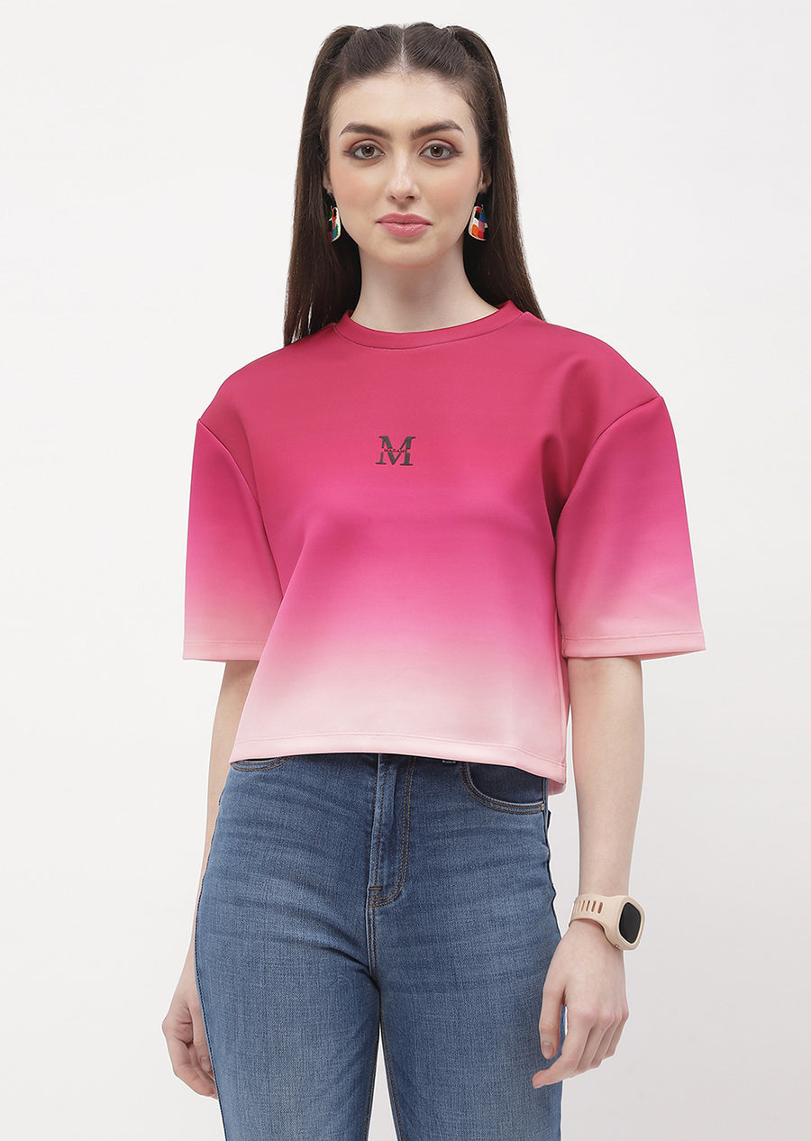 Madame Crew Neck Hot Pink Ombre T-shirt