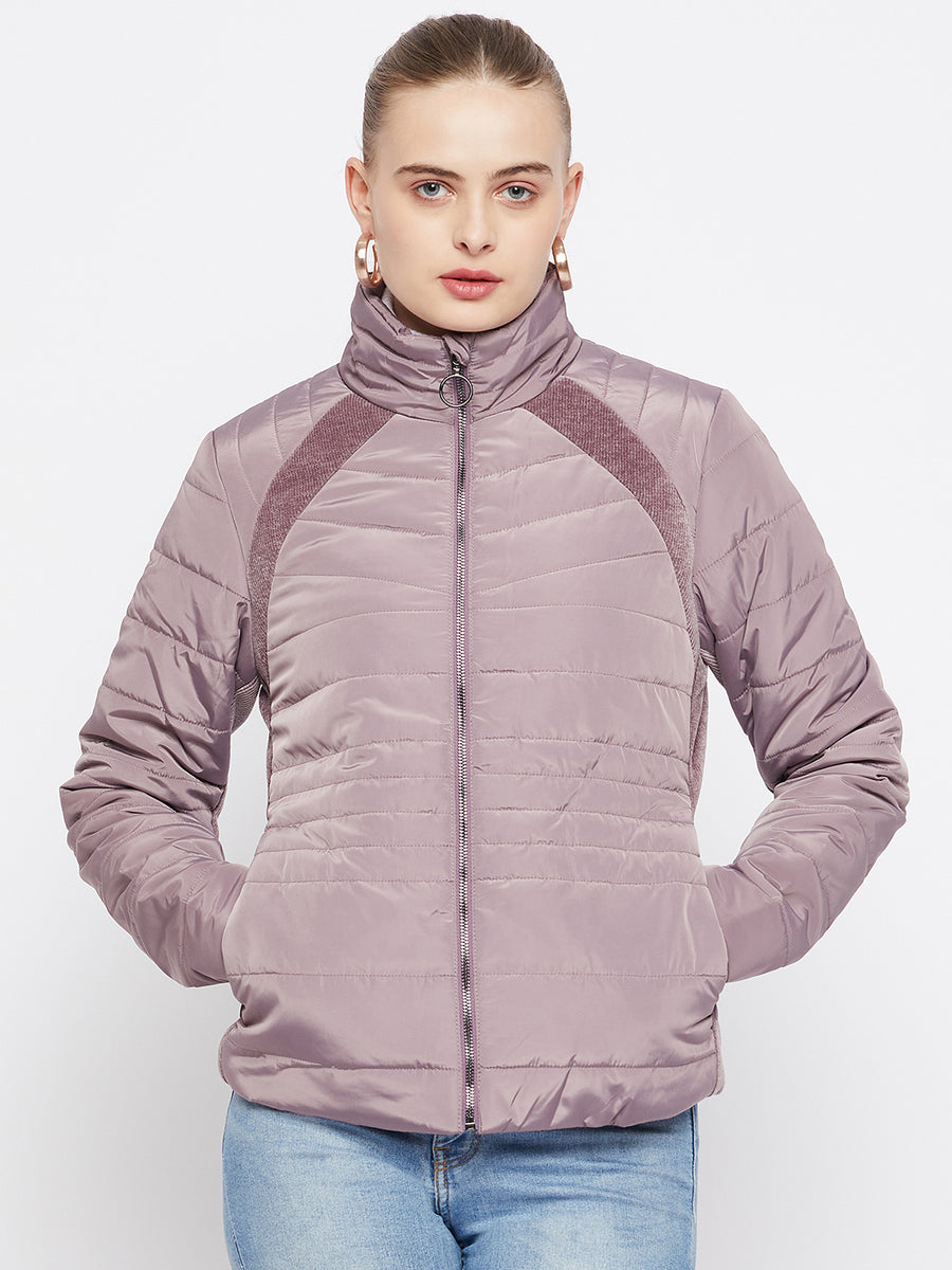 Madame Stand Collar Lilac Quilted Jacket