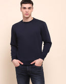 Camla Barcelona Cotton Solid Navy Blue Sweatshirt
