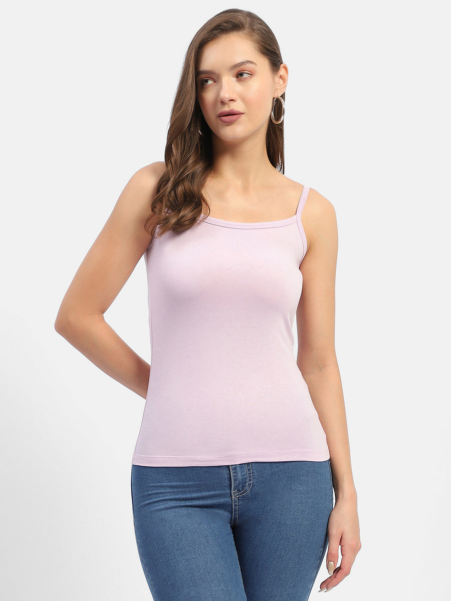 Madame Typography Lilac Ribbed Tank top