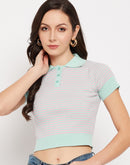 Camla Barcelona Peach Spread Collar Crop Top