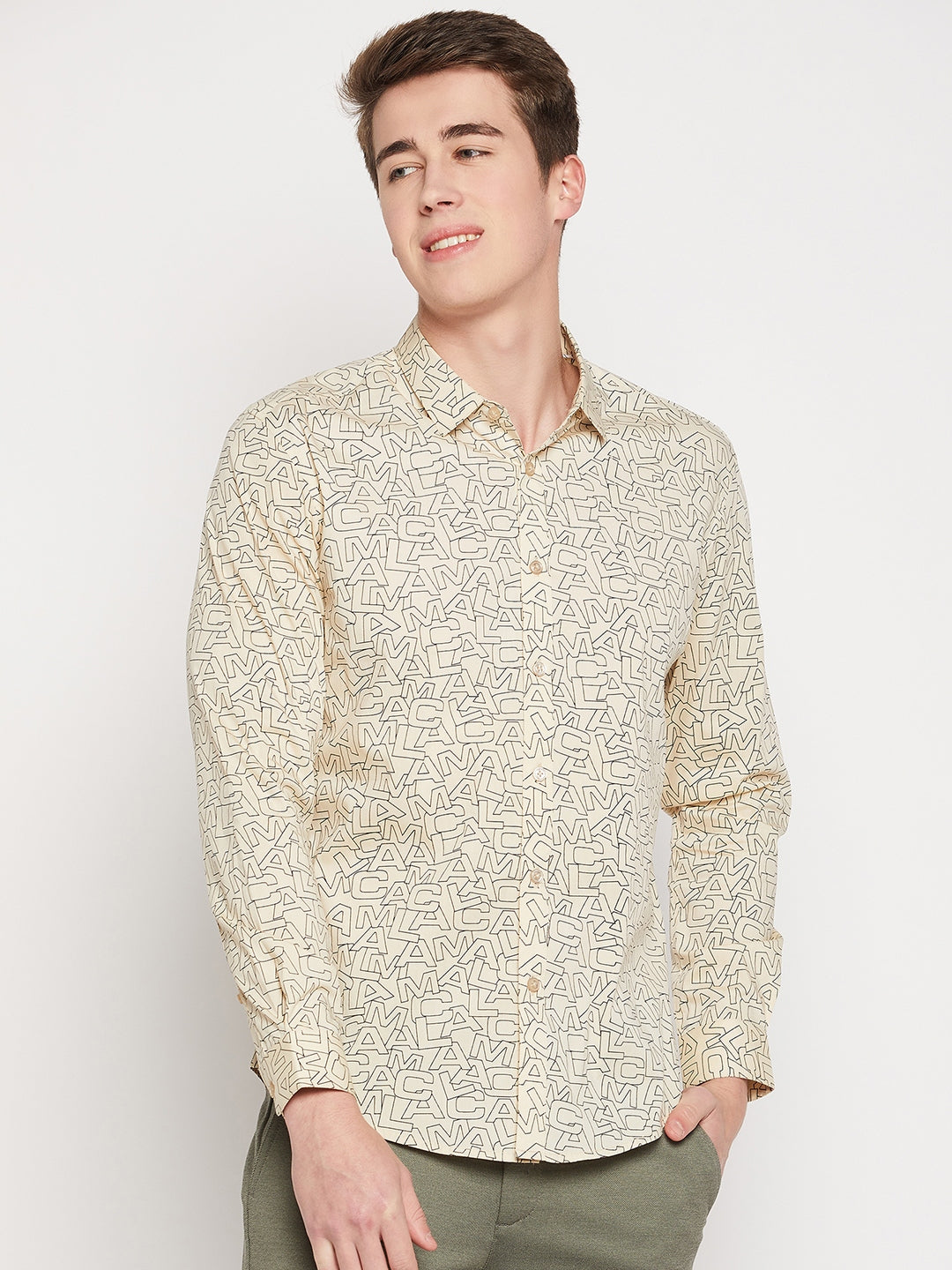 Camla Barcelona Cream Yellow Shirt For Men
