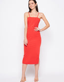 Camla Barcelona Tomato Camisole Straps Slit Dress