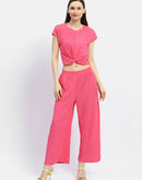 Madame Textured Hot Pink Knotted Co-Ord Set