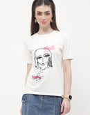 Madame Graphic Print White Regular T-shirt