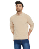 Camla Barcelona Solid Beige Turtleneck Sweater For Men