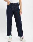 Madame Solid Blue Straight Jeans